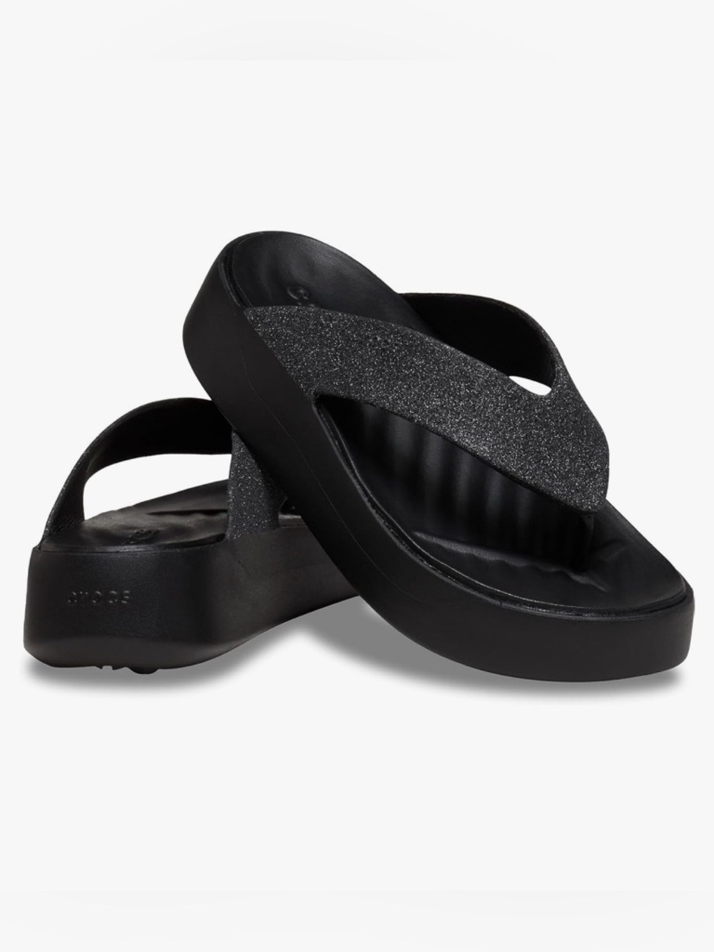 Crocs Getaway Black Glitter Platform Sandal - Women's Sz 8 - worn once